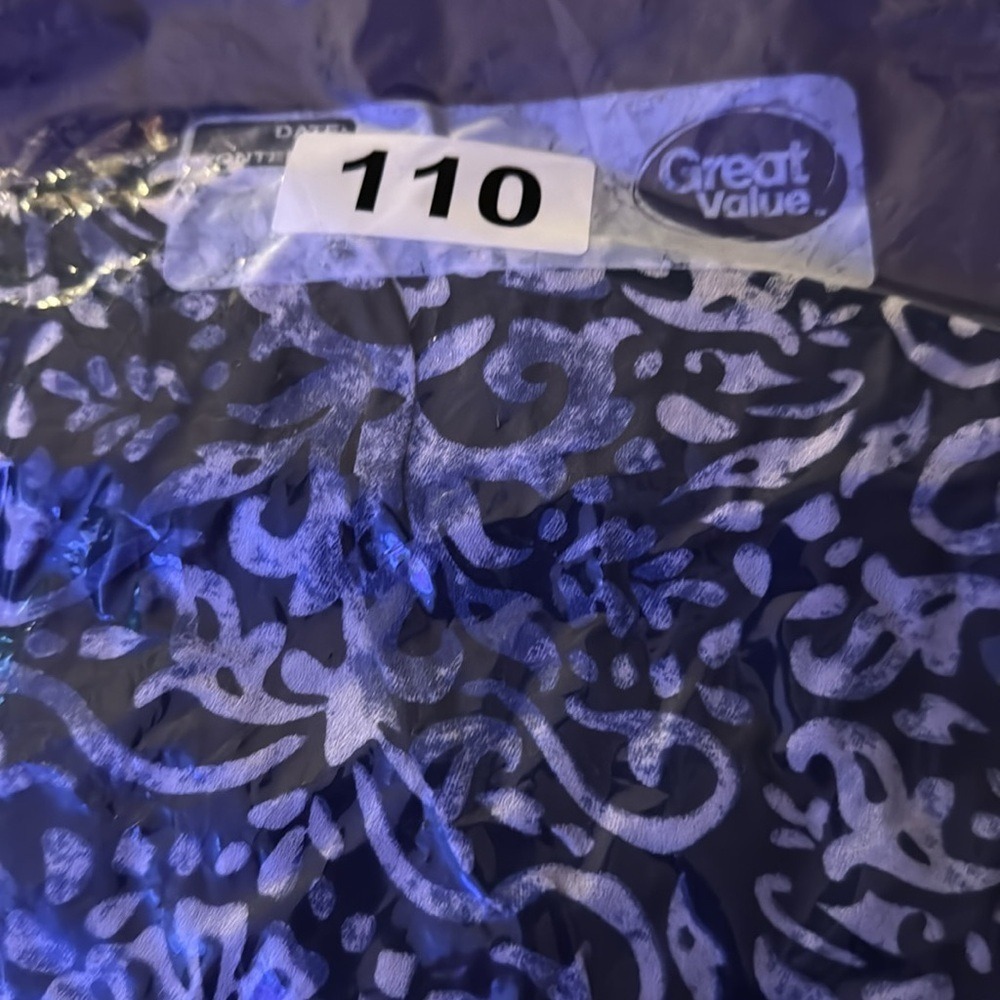 Lucky Brand Navy White Paisley Beaded Neckline Cotton Blouse XS Short Sleeve - Picture 9 of 16